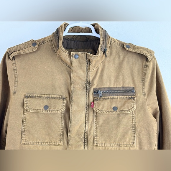 Levi's Men's Canvas Full-Zip Five-Pocket Khaki Trucker Jacket, Size Medium - Picture 2 of 15